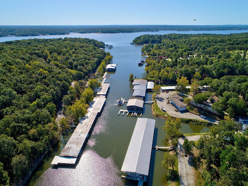 Aerial view of Scissortail Marina on Grand Lake