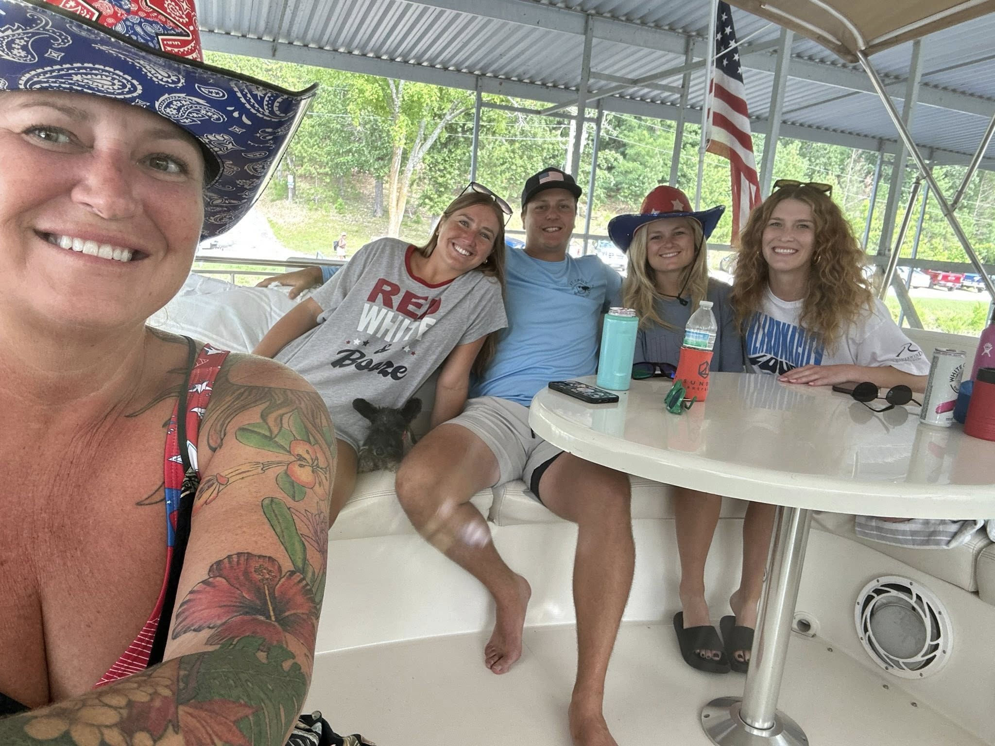 Friends and family celebrating on the yacht